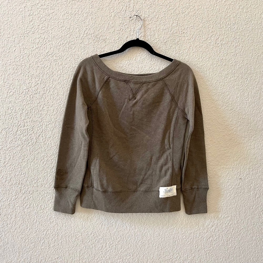 RALPH LAUREN RUGBY TOP SWEATSHIRT PULLOVER PREPPY STREETWEAR BROWN MEDIUM NWOT